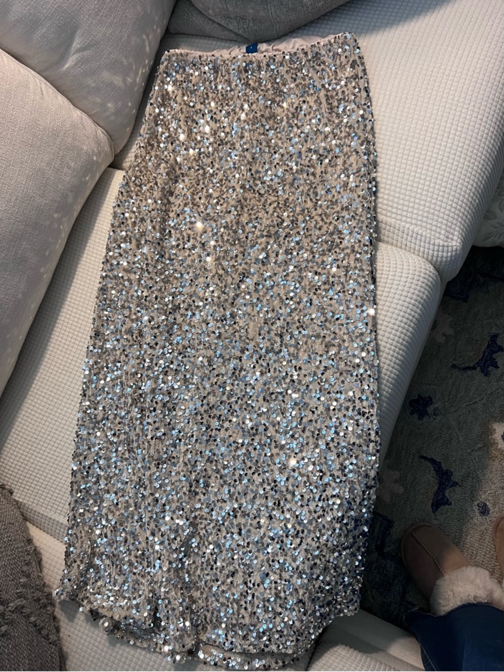 Old Navy Silver Sequin A-Line Skirt